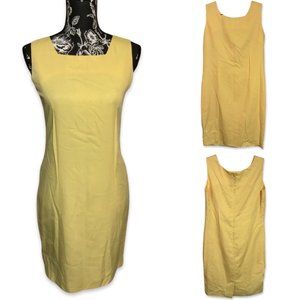 Vintage Madrigal A Line Strap Square Neck Knee Length Womens Euro 36 US 6 Yellow